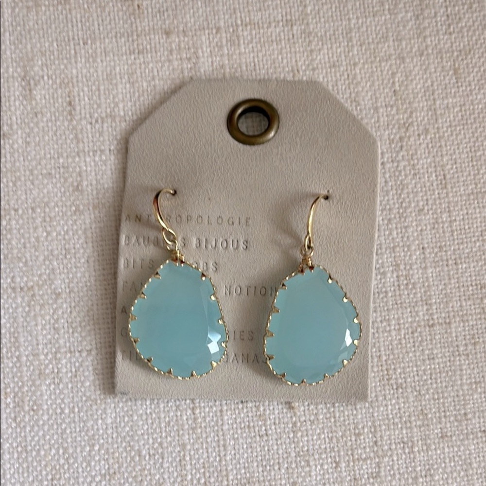 Anthropologie Aqua and Gold drip Eatrings